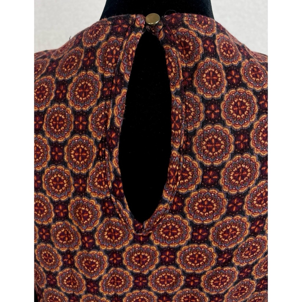 BLUE RAIN • Multicolored Bohemian Geometric Mandala Print V-neck Jumpsuit, S - Picture 12 of 16